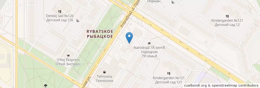 Mapa de ubicacion de Sberbank en Russia, Northwestern Federal District, Leningrad Oblast, Saint Petersburg, Nevsky District, Округ Рыбацкое.