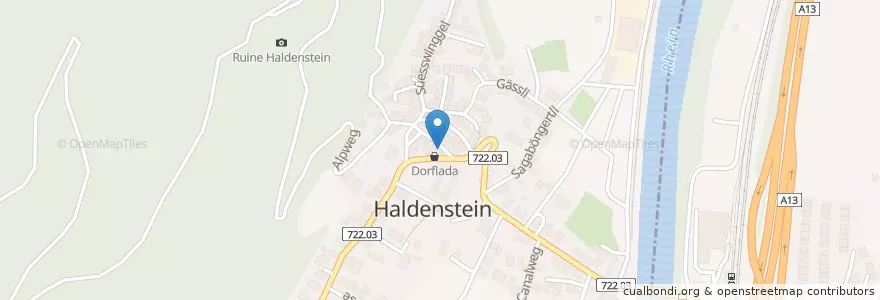 Mapa de ubicacion de Calanda en Svizzera, Grigioni, Plessur, Chur, Haldenstein.