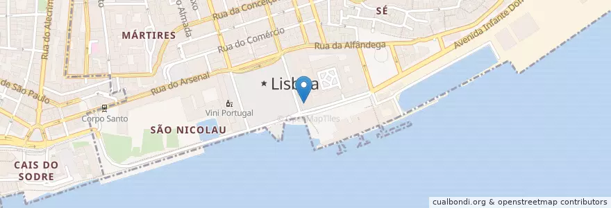 Mapa de ubicacion de Café central Lisboa restaurante & bar en Portugal, Lisbon, Santa Maria Maior.