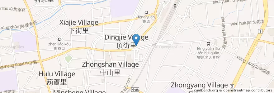 Mapa de ubicacion de 鐵路便當 en Taiwan, Taichung, Fengyuan.