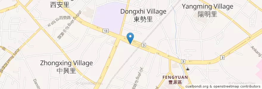 Mapa de ubicacion de 田心素食 en 臺灣, 臺中市, 豐原區.