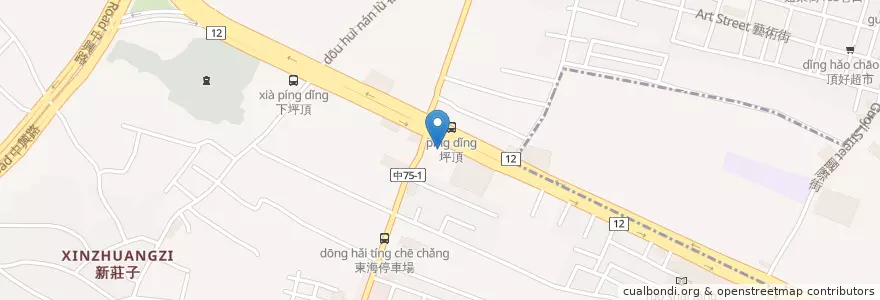Mapa de ubicacion de 老笙十全藥燉排骨 en Taiwán, Taichung, 龍井區.