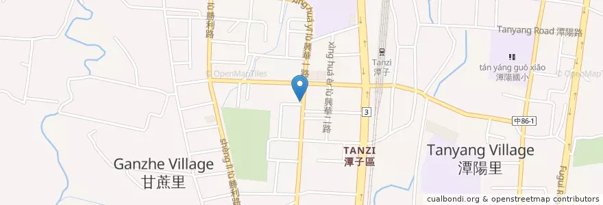 Mapa de ubicacion de 古早味 en 타이완, 타이중 시, 탄쯔 구.