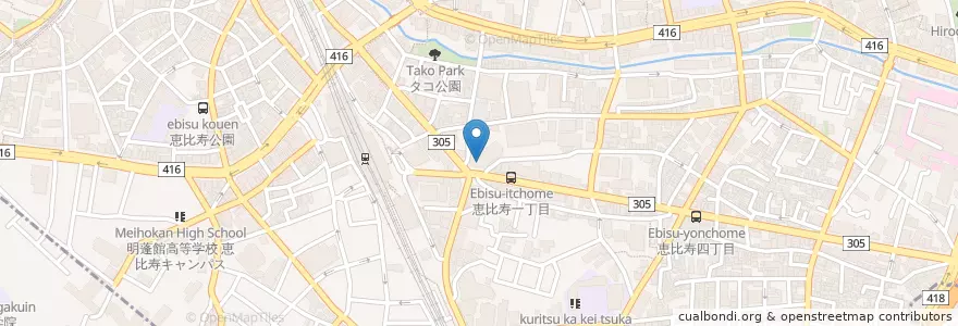 Mapa de ubicacion de みずほ銀行 en Jepun, 東京都, 渋谷区, 渋谷区.