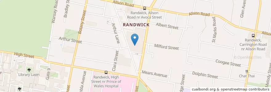 Mapa de ubicacion de Royal Randwick Medical Centre en Australie, Nouvelle Galles Du Sud, Sydney, Randwick City Council.
