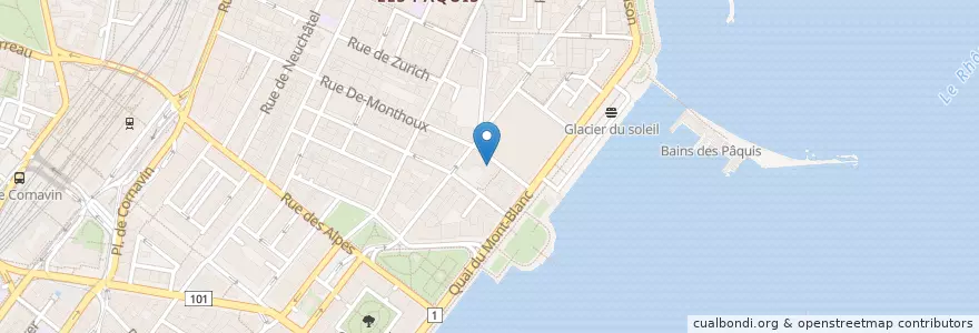 Mapa de ubicacion de The Library in English en 스위스, Genève, Genève, Genève.
