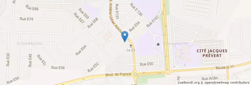 Mapa de ubicacion de Le Paon en コートジボワール, アビジャン, Cocody.