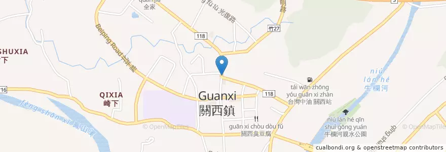 Mapa de ubicacion de 85度C en تایوان, 臺灣省, 新竹縣, 關西鎮.