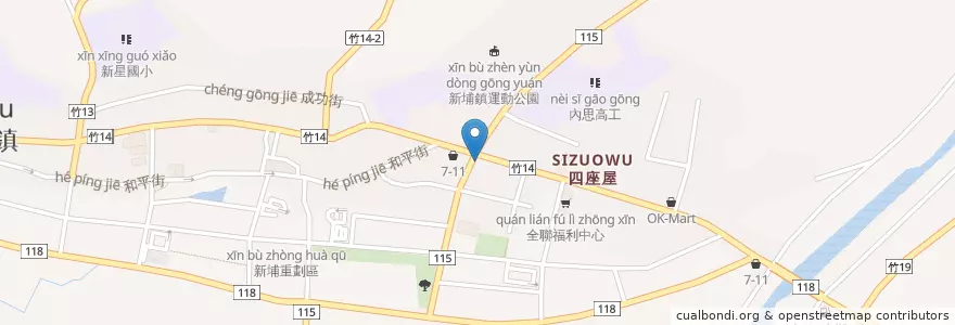 Mapa de ubicacion de 85度C en تایوان, 臺灣省, 新竹縣, 新埔鎮.
