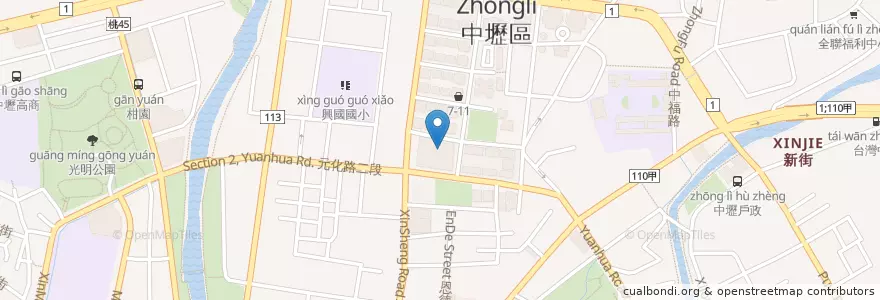 Mapa de ubicacion de 1010湘菜 en 臺灣, 桃園市, 中壢區.