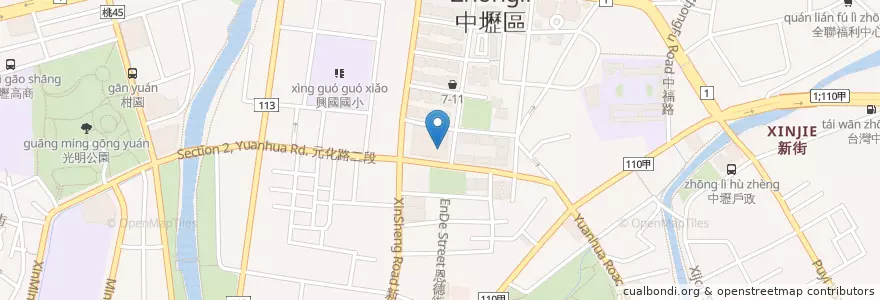 Mapa de ubicacion de 開飯川食堂 en 台湾, 桃園市, 中壢区.