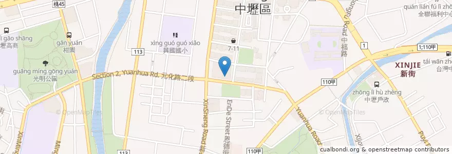 Mapa de ubicacion de 麥當勞 en Taiwan, 桃園市, 中壢區.