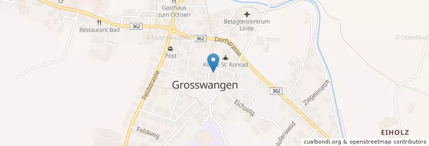 Mapa de ubicacion de Post en Schweiz, Luzern, Grosswangen.