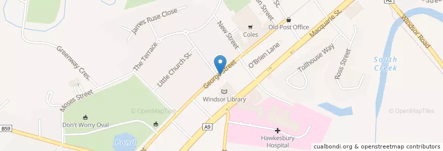 Mapa de ubicacion de Lime & Coconut Cafe en Australia, New South Wales, Hawkesbury City Council, Sydney.