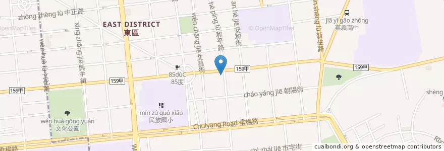 Mapa de ubicacion de 民主火雞肉飯 en Tayvan, 臺灣省, 嘉義市, 嘉義縣, 東區.