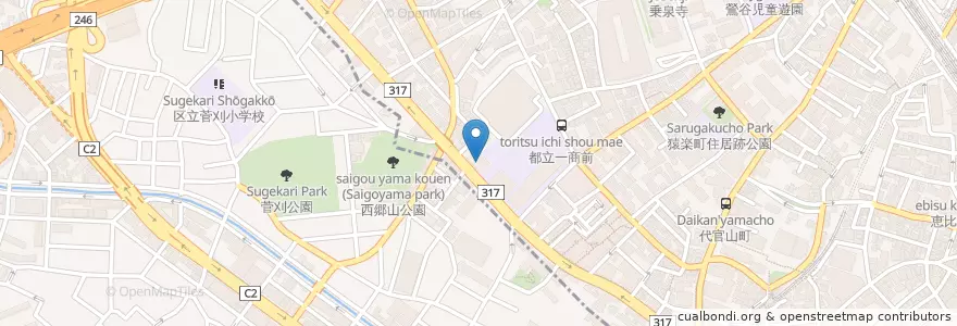 Mapa de ubicacion de 東京バプテスト教会 en Japan, 東京都, 目黒区.