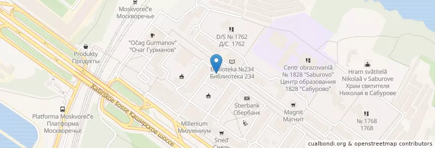 Mapa de ubicacion de Росаптека en Russia, Distretto Federale Centrale, Москва, Южный Административный Округ, Район Москворечье-Сабурово.