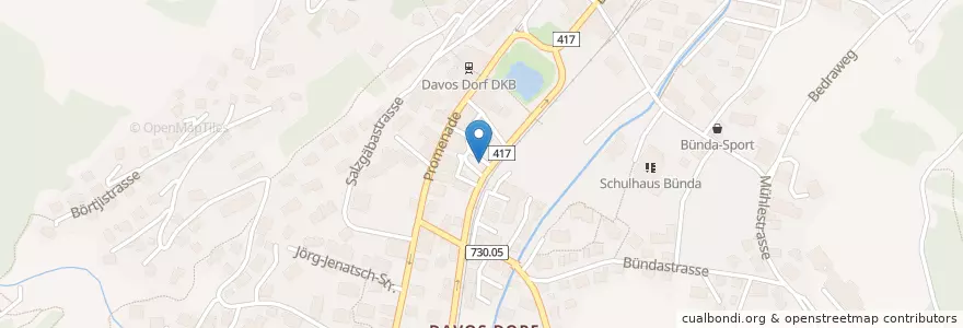 Mapa de ubicacion de Migros Parking en Suiza, Grisones, Prättigau/Davos, Davos.