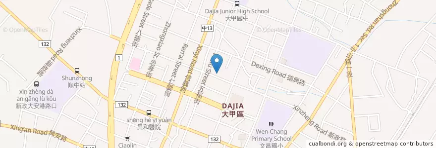 Mapa de ubicacion de 特斯拉交流餐酒館 en Taiwan, Taichung, Dajia District.