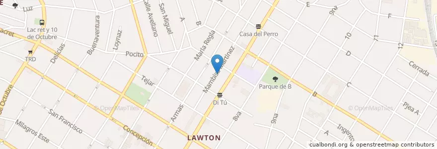 Mapa de ubicacion de Bar La revancha en Cuba, La Habana, Diez De Octubre.
