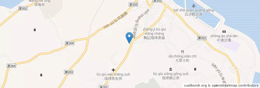 Mapa de ubicacion de 佛心素食 en Taiwan, 臺灣省, 屏東縣, 琉球鄉.
