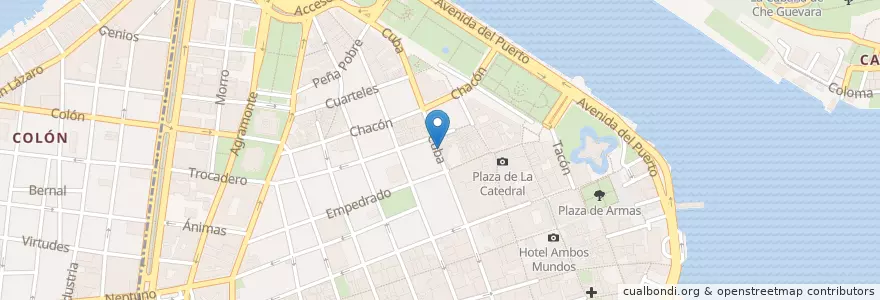 Mapa de ubicacion de cafe solas en Cuba, Havana, La Habana Vieja.