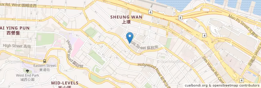 Mapa de ubicacion de Cupping Room en 中国, 広東省, 香港, 香港島, 新界, 中西區 Central And Western District.