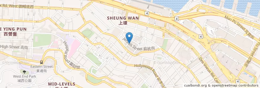 Mapa de ubicacion de Macau Noodles & Buns en Chine, Guangdong, Hong Kong, Île De Hong Kong, Nouveaux Territoires, 中西區 Central And Western District.
