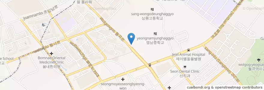 Mapa de ubicacion de 영남중고등학교 정문 en Coreia Do Sul, Daegu, 달서구.