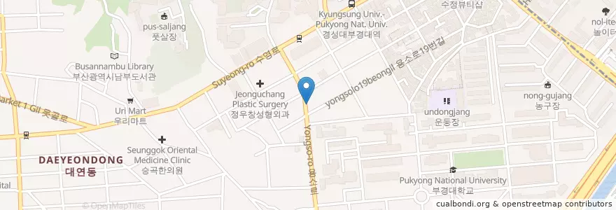 Mapa de ubicacion de 301키친 en 대한민국, 부산, 남구, 대연동.