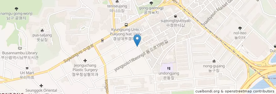 Mapa de ubicacion de 우쭈쭈 en Zuid-Korea, Busan, 남구.
