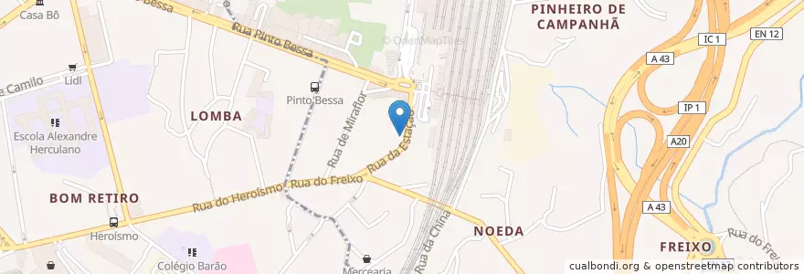Mapa de ubicacion de Churrasqueira de Campanhã en Portugal, Norte, Área Metropolitana Do Porto, Porto, Porto, Campanhã.