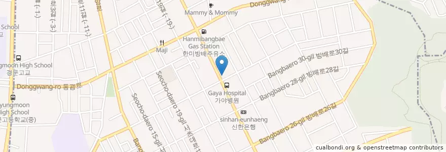 Mapa de ubicacion de 베스킨라빈스31 en Coreia Do Sul, Seul, 서초구, 방배동, 방배본동.
