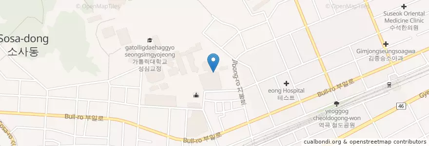 Mapa de ubicacion de 카페안젤로 en South Korea, Gyeonggi-Do, Bucheon-Si.