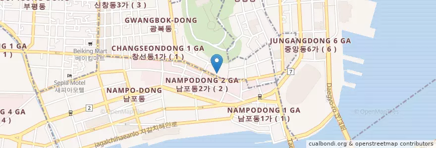 Mapa de ubicacion de 쁘띠갸또 en Südkorea, Busan, Jung-Gu.