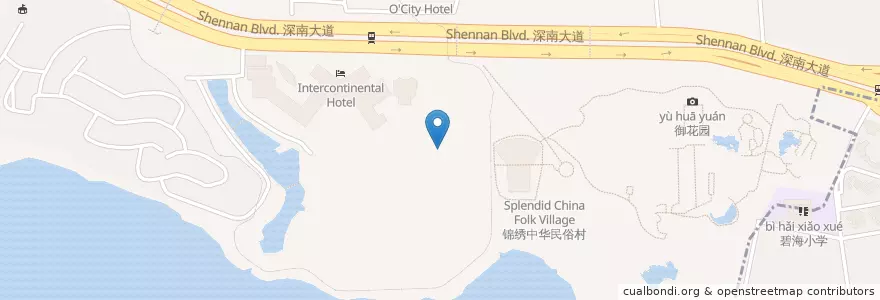 Mapa de ubicacion de 风味小吃 en 中国, 广东省, 深圳市, 南山区, 沙河街道.