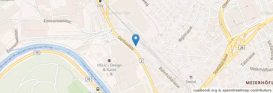 Mapa de ubicacion de Migrol Car Wash en Schweiz/Suisse/Svizzera/Svizra, Luzern, Emmen.
