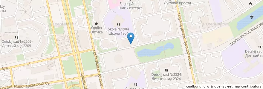Mapa de ubicacion de Пивной бочонок en Rusland, Centraal Federaal District, Moskou, Юго-Восточный Административный Округ, Район Марьино.