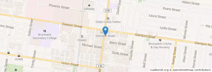 Mapa de ubicacion de Marcella en Austrália, Victoria, City Of Moreland.