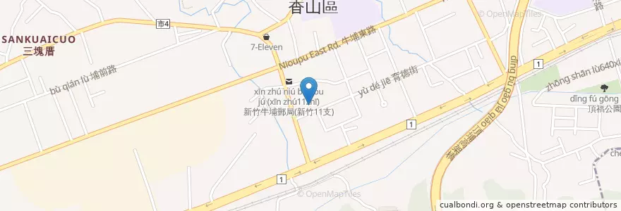 Mapa de ubicacion de 香山區行政大樓地下停車場 en Taiwan, 臺灣省, 新竹市, 香山區.