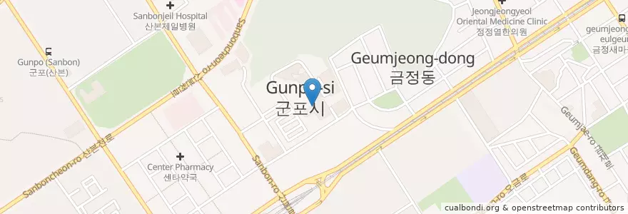 Mapa de ubicacion de Amis Cafe en Coreia Do Sul, Gyeonggi, 군포시, 재궁동.