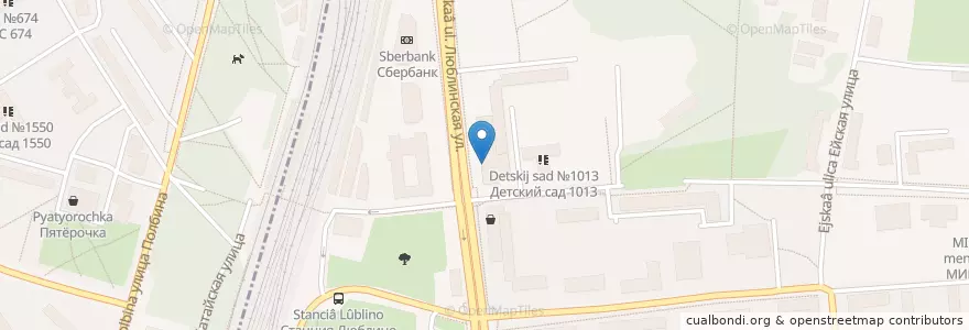 Mapa de ubicacion de Domino's pizza en 俄罗斯/俄羅斯, Центральный Федеральный Округ, Москва, Юго-Восточный Административный Округ, Район Люблино.