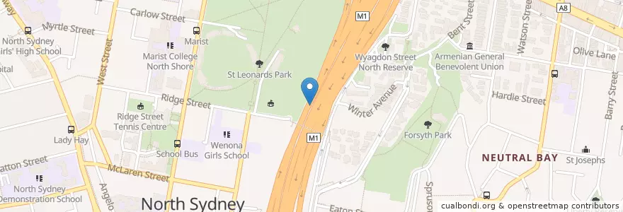 Mapa de ubicacion de North Sydney Council en 오스트레일리아, New South Wales, North Sydney Council, 시드니.