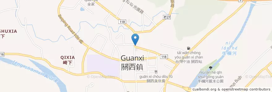 Mapa de ubicacion de 85度 en 台湾, 台湾省, 新竹県, 関西鎮.