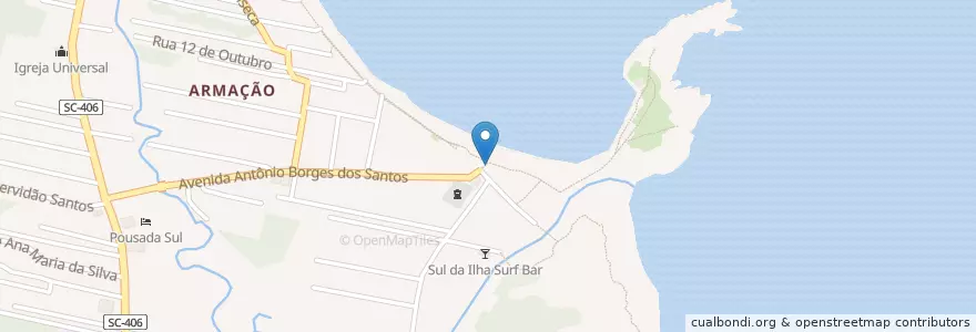 Mapa de ubicacion de Restaurante Adriana en 브라질, 남부지방, 산타카타리나, Microrregião De Florianópolis, Região Geográfica Intermediária De Florianópolis, 플로리아노폴리스.