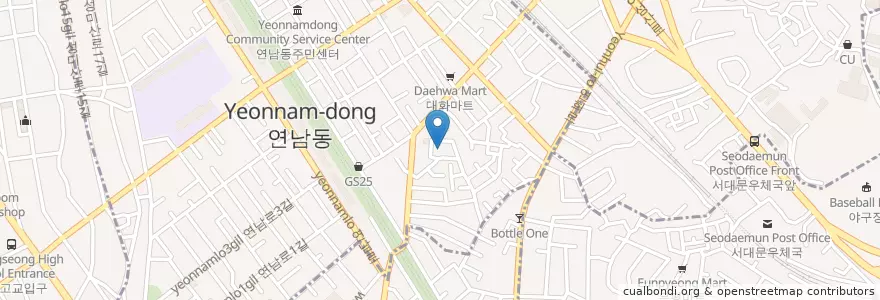 Mapa de ubicacion de 갑또리닭강정 en كوريا الجنوبية, سول, 마포구, 연남동.