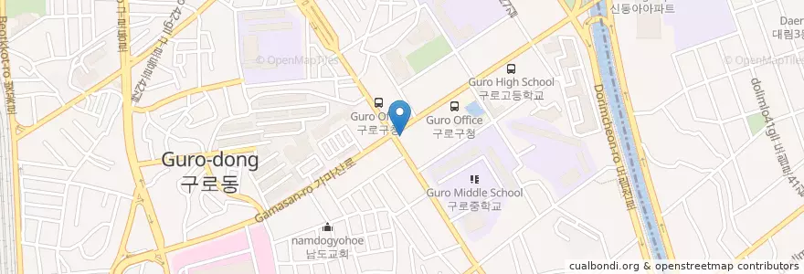 Mapa de ubicacion de 기업은행 en South Korea, Seoul, Guro-Gu.