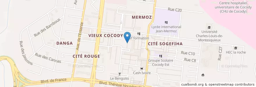 Mapa de ubicacion de Centre d'ophtamologie Siloam en Ivory Coast, Abidjan, Cocody.