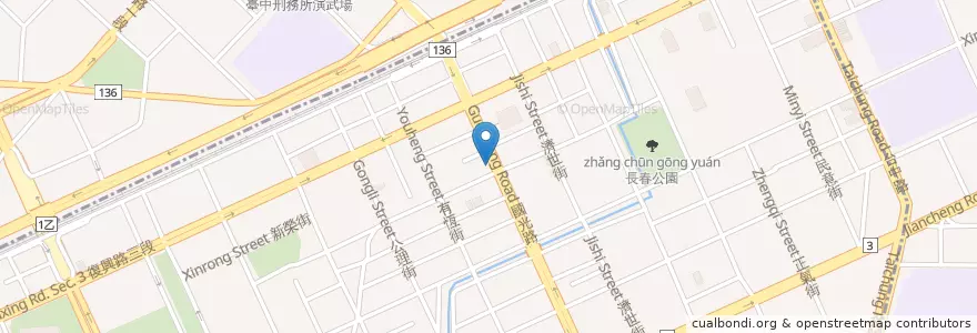 Mapa de ubicacion de Hong Ya en Taiwan, Taichung, 南區.