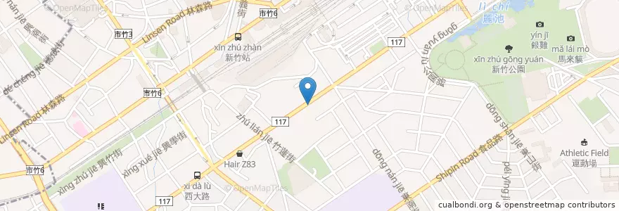 Mapa de ubicacion de 自助餐 en تايوان, مقاطعة تايوان, سين شو, 東區.